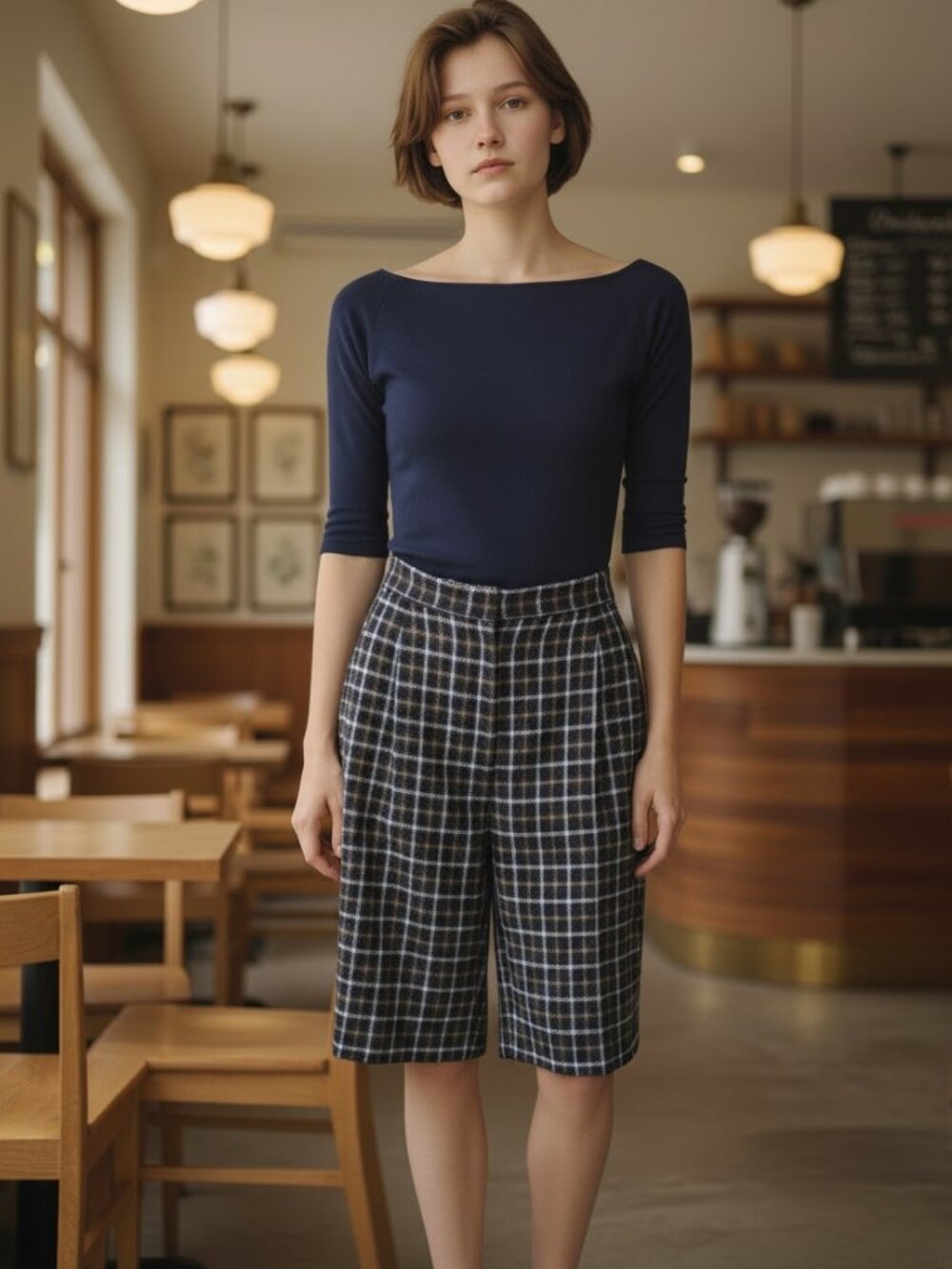 Vintage 80s Wool Tartan Plaid Shorts Ultra High Waist Bermuda Size 16